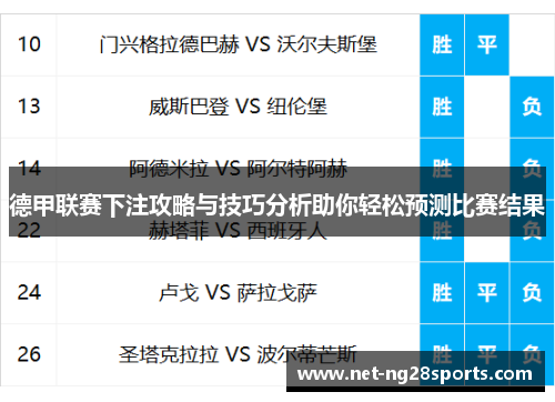 德甲联赛下注攻略与技巧分析助你轻松预测比赛结果